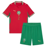 Camiseta Marruecos Achraf Hakimi #2 Primera Equipación Replica Mundial 2026 para niños mangas cortas (+ Pantalones cortos)